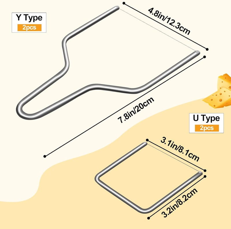 KIBBEH 4 Pcs Stainless Steel Cheese Slicer with Wire Cheese Cutter for Kitchen Block Cheese and Butter Slicer Tool (Y Type & U Type) - Image 4